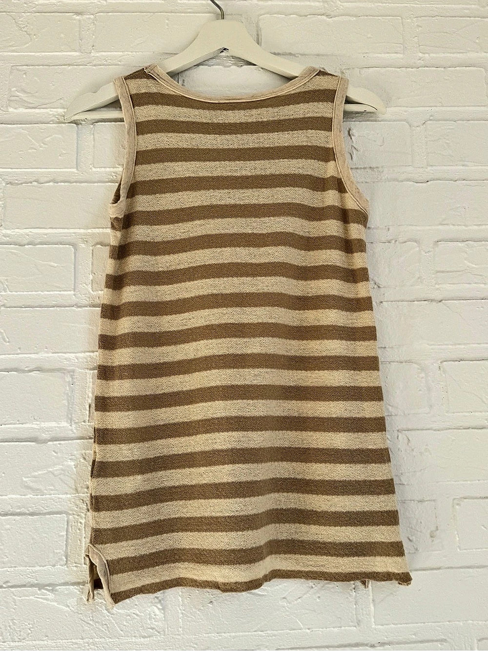 Y's Yohji Yamamoto Striped Tank Top in Brown & Beige